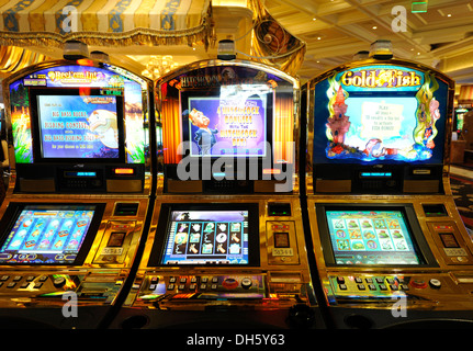 Le slot machines, hotel di lusso, casinò, Bellagio, Las Vegas, Nevada, Stati Uniti d'America, USA, PublicGround Foto Stock