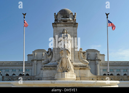Christopher Columbus Memorial Fontana, monumento, nella parte anteriore della stazione di unione, Washington DC, Distretto di Columbia Foto Stock