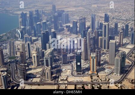 Vista aerea di Doha, Qatar, 29 agosto 2013. Foto: Britta Pedersen/dpa Foto Stock