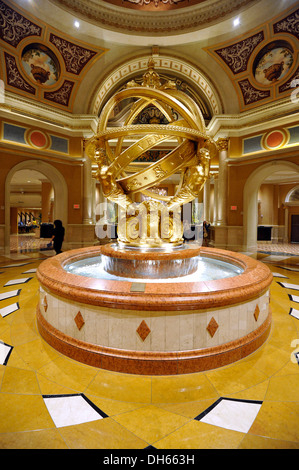 Fontana, occhio, occhio di bue windows, hotel 5 stelle di lusso, il casinò veneziano, Las Vegas, Nevada, Stati Uniti Foto Stock