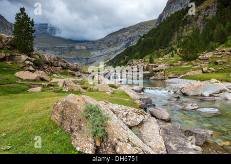 Fiume Arazas nella Valle de Ordesa, Parque Nacional de Ordesa y Monte Perdido, Pirenei, provincia di Huesca, Aragona, Spagna, Europa Foto Stock