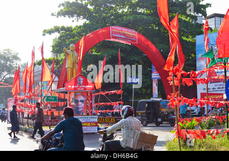Simboli comunisti sulle strade di Varkala Kerala, India Foto Stock