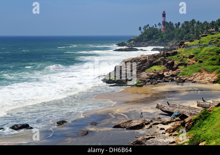 Arabian Sea coast, Kovalam, Kerala, India Foto Stock