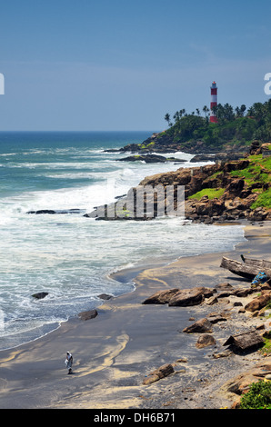 Arabian Sea coast, Kovalam, Kerala, India Foto Stock