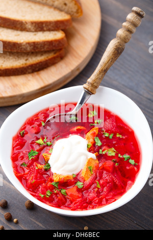 Ucraina e Russia nazionale rosso borsch Foto Stock