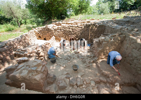 Scavi, poggiarello renzetti, Domus dei dolia, area archeologica, Vetulonia, Grosseto, Toscana, Italia, Europa Foto Stock