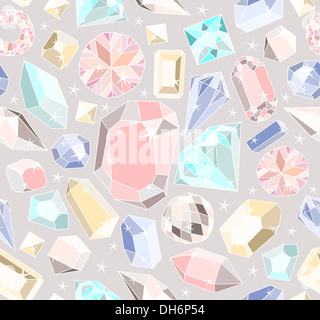 Seamless diamanti pastello pattern. Sfondo con gemme colorate. Foto Stock