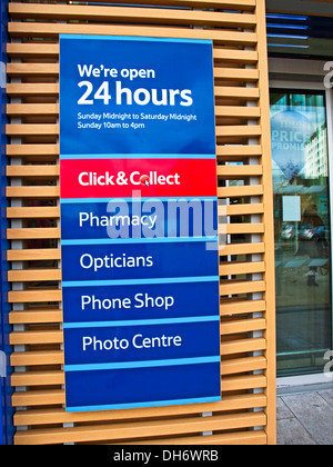 Tesco Extra Store 24 ore di segno, Woolwich, London, England, Regno Unito Foto Stock