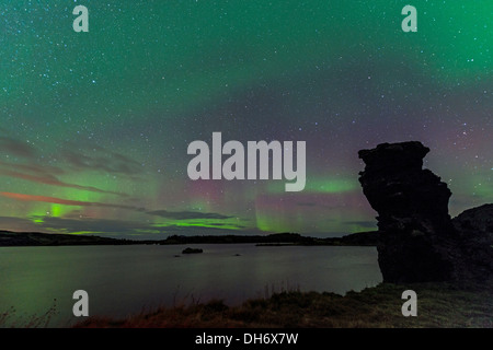 Luci del nord (Aurora Boreale) Akureyri Islanda del Nord Europa Foto Stock