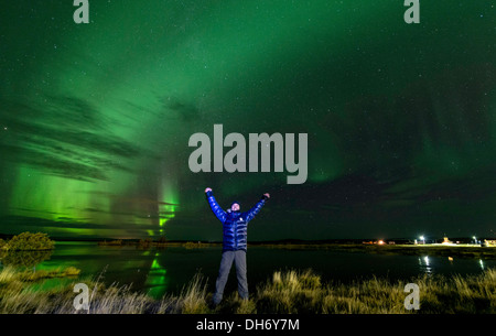 Luci del nord (Aurora Boreale) Akureyri Islanda del Nord Europa Foto Stock