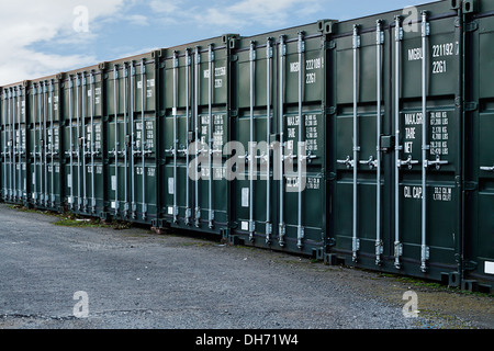 Linea di nuovi contenitori di trasporto essendo utilizzato un un auto soluzione di storage Foto Stock