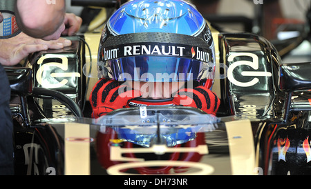 Nicolas Prost del team Lotus F1 durante la F1 giovane driver/pneumatico test presso il circuito di Silverstone, Northamptonshire. Foto Stock