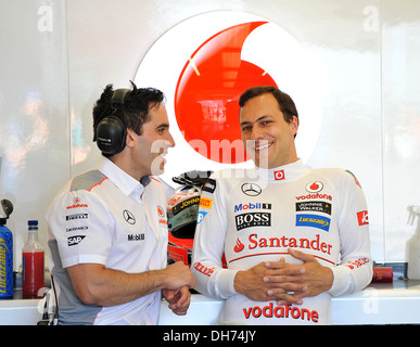 Gary Paffett Mclaren durante la terza giornata del F1 giovane driver/pneumatico test presso il circuito di Silverstone. Foto Stock