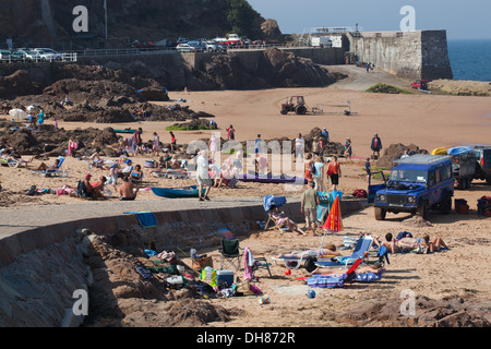 Greve de Lecq. Spiaggia. Santa Maria. Costa Nord. Jersey, Isole del Canale. In Inghilterra. Regno Unito. Per vacanza rilassante, godendo di spiaggia di sabbia. Foto Stock