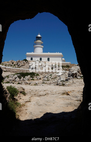 Faro di Cap de cavalleria, Es Mercadal, Menorca, Spagna Foto Stock