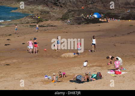 Greve de Lecq. Spiaggia. Santa Maria. Costa Nord. Jersey, Isole del Canale. In Inghilterra. Regno Unito. Per vacanza rilassante e godersi la spiaggia. Foto Stock