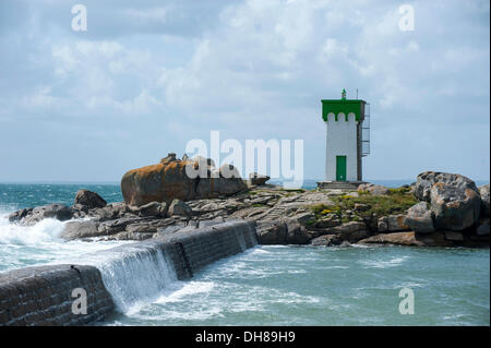 Faro, Pointe de Trévignon, Trevignon, dipartimento del Finistère, Brittany, Francia Foto Stock