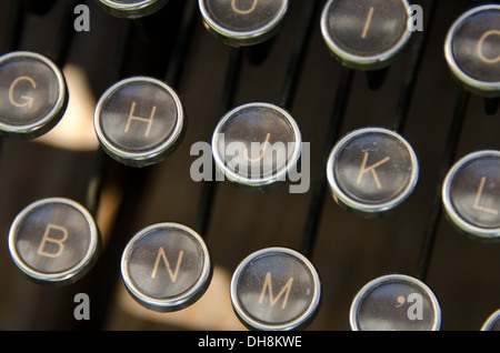 Close-up di una macchina da scrivere vintage tastiera. Foto Stock