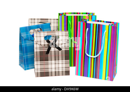 Sacchetti di carta isolato su sfondo bianco Foto Stock