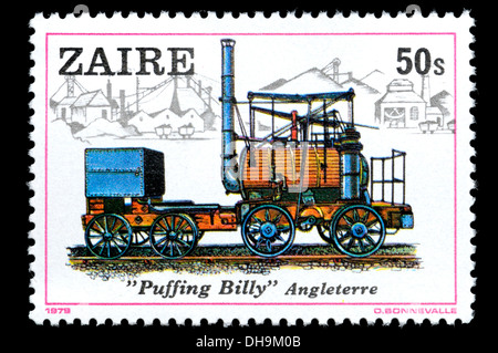 Zaire francobollo: Early locomotiva - 'Puffing Billy' (1814, William Hedley, Jonathan Forster e Timothy Hackworth. Inghilterra) Foto Stock