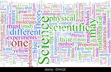 Word Cloud sulla base di James Clerk Maxwell Foto Stock