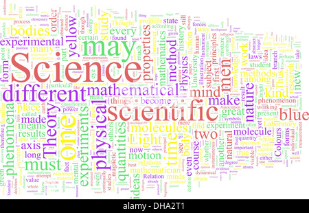 Word Cloud sulla base di James Clerk Maxwell Foto Stock