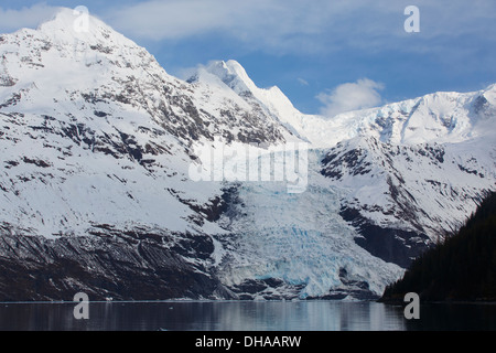 Harriman Fjord, Cascata Glacier, Prince William Sound, Chugach National Forest, Alaska. Foto Stock