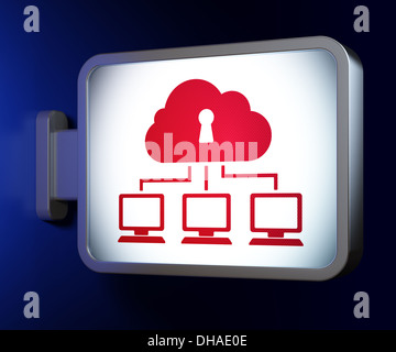 Il concetto di privacy: Cloud Network su sfondo tramite Affissioni Foto Stock