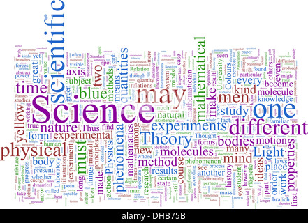 Word Cloud sulla base di James Clerk Maxwell Foto Stock