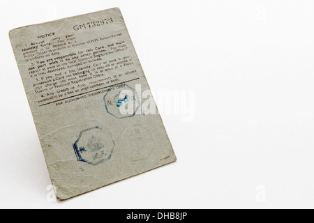 WWII documento storico/documenti relativi a Mr.Thomas Henry Wheeler, nonno di fotografo Peter Wheeler.lato inverso. Foto Stock