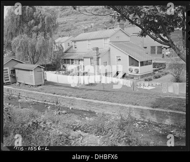 Back Yard mostra privies e case di carbone, avviso di manutenzione creek bank. Quasi tutte le case hanno bagni esterni... 540853 Foto Stock