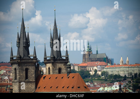 Vista superiore di Praga dalla Torre della Polvere Foto Stock