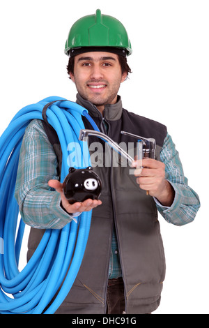 Mantenere il versamento in contanti, business è buona. Foto Stock