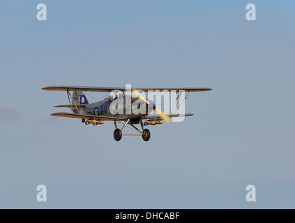 Hawker Hind biplano vintage dalla collezione Shuttleworth.Ottobre battenti giorno 2013.Penzance Foto Stock