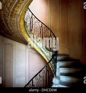 Antico affresco scalinata a spirale, Melk, Austria Foto Stock