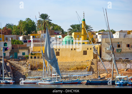 Africa Egitto Aswan, felucas sul fiume Nilo Foto Stock