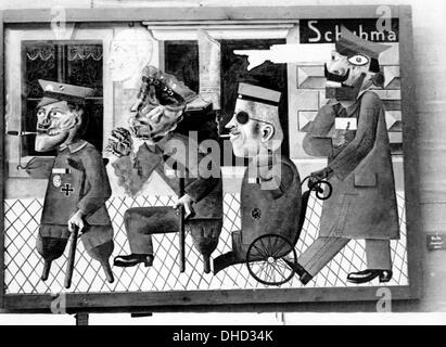 Un'immagine di propaganda nazionalsocialista mostra il dipinto "The War CRIPLE" di otto Dix alla mostra d'arte degenerata a Dresda, Germania, settembre 1933. La mostra è stata inaugurata a Dresda nel settembre 1933. Fotoarchiv für Zeitgeschichte / FILE - SENZA FILI - Foto Stock