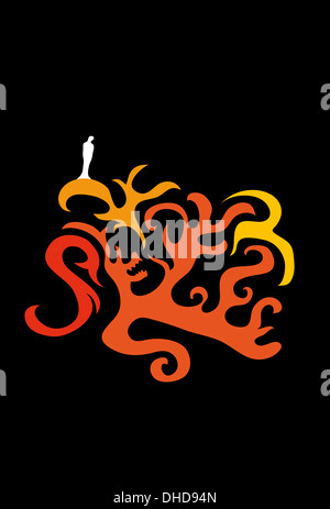 Illustrazione concettuale della persona di fronte a problemi e difficoltà Foto Stock