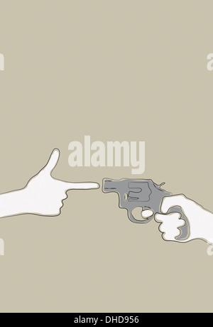 Mano pistola facendo gesto rivolto a revolver Foto Stock