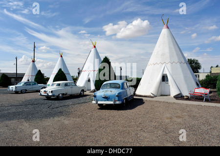 La Wigwam Motel, Route 66, Holbrook, Arizona. Foto Stock