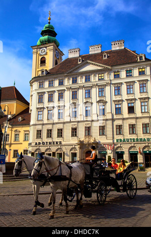 Carro trainato da cavalli in piazza Freyung, Vienna, Austria, Europa Foto Stock