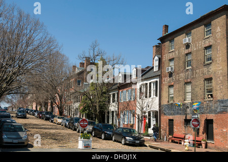 Prince Street noto anche come capi fila in Old Town Alexandria, Virginia, Stati Uniti d'America, America del Nord Foto Stock