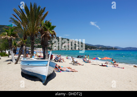 Spiaggia di Saint-Clair, Le Lavandou, Var, Provence-Alpes-Côte d'Azur, Provenza, Francia, Mediterraneo, Europa Foto Stock