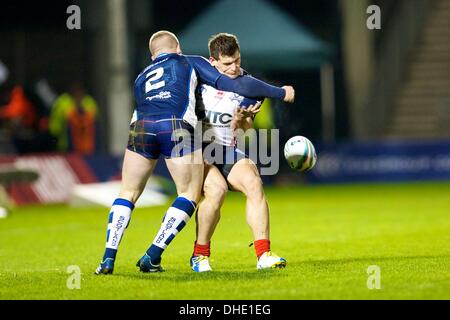 Salford, Regno Unito. 07 Nov, 2013. Alex Hurst (Scozia London Broncos) durante la Coppa del Mondo di Rugby group C/D gioco tra Scozia e Stati Uniti d'America dall'AJ Bell Stadium. Credito: Azione Sport Plus/Alamy Live News Foto Stock