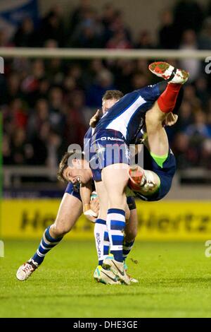 Salford, Regno Unito. 07 Nov, 2013. Danny Howard (USA Wentworthville gazze) durante la Coppa del Mondo di Rugby group C/D gioco tra Scozia e Stati Uniti d'America dall'AJ Bell Stadium. Credito: Azione Sport Plus/Alamy Live News Foto Stock