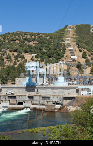 Hetch Hetchy mocassino Powerhouse - serbatoio a mocassino, California USA Foto Stock