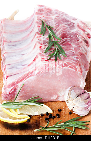 Carne cruda, le carni suine fresche Foto Stock