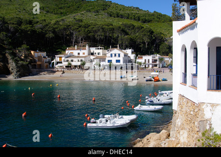 La bellissima insenatura di Sa Tonno, vicino a Begur in Costa Brava Catalogna, Mediterraneo, Europa Foto Stock