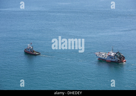 Peschereccio francese della Scuderia, arenarsi su La Lucertola in Cornovaglia a Lankidden Cove, Bob Sharples/Alamy Foto Stock