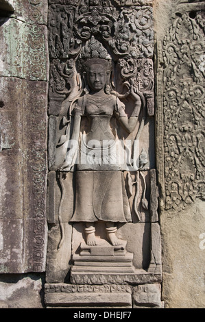 Tempio Bayon, alla fine del XII secolo, buddista, Angkor Thom, Siem Reap, Cambogia Foto Stock